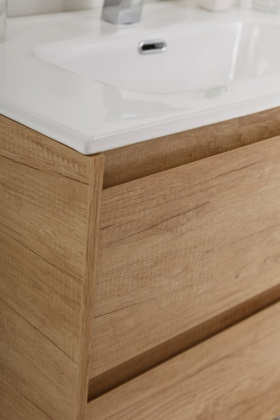 Тумба с раковиной подвесная BelBagno KRAFT 39-80 Rovere Tabacco, раковина белая