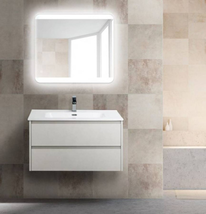 Тумба с раковиной подвесная BelBagno KRAFT 90 Cemento Grigio, раковина белая