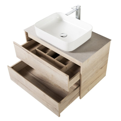 Тумба с раковиной подвесная BelBagno KRAFT 90 Cemento Grigio, раковина белая