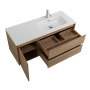 Тумба с раковиной подвесная с двумя ящиками и одной дверцей BelBagno KRAFT 100 Rovere Nebrasca Nature правая, раковина белая