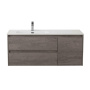 Тумба с раковиной подвесная с двумя ящиками и одной дверцей BelBagno KRAFT 100 Rovere Nebrasca Nature правая, раковина белая