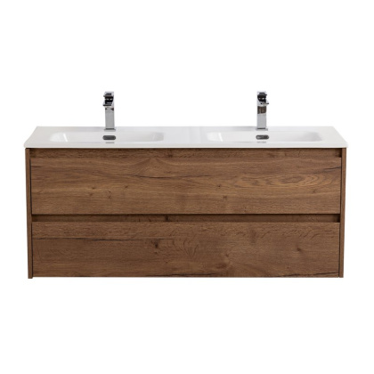 Тумба с раковиной на две чаши подвесная BelBagno KRAFT 120 Rovere Nebrasca Nature , раковина белая