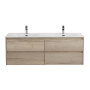 Тумба с четырьмя ящиками, столешницей и накладными раковинами подвесная BelBagno KRAFT 120 Rovere Nebrasca Nature