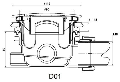 Сифон для душевых поддонов RGW Velplex QYD-01 графит, RGW 39241101-02