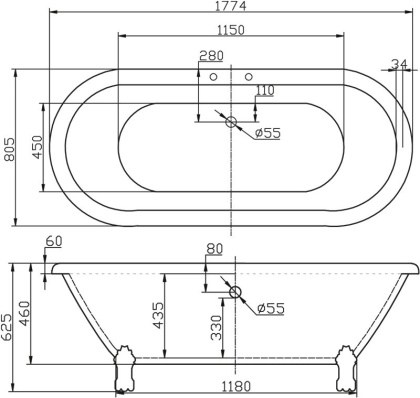 Акриловая ванна BELBAGNO BB21