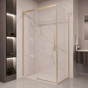 Душевой уголок Стелла (Stella) VSR-1ST8011CLG, 1100*800, Брашированное золото, стекло прозрачное