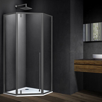 Душевой уголок Penta VSP-3P100CLGM, 1000*1000, вороненая сталь, стекло прозрачное
