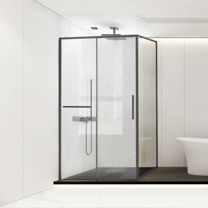 Душевой уголок Slim Soft VSR-1SS1015CLGM, 1500*1000, вороненая сталь, стекло прозрачное