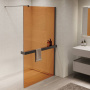 Душевая перегородка Walk-In VSW-1HR900GSGM, 900*2000, вороненая сталь, стекло янтарь