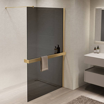 Душевая перегородка Walk-In VSW-1HR900CGG, 900*2000, брашированное золото, стекло тонированное
