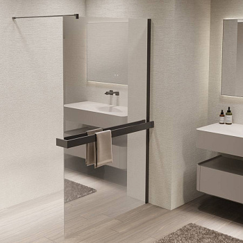Душевая перегородка Walk-In VSW-1HR100MRGM, 1000*2000, вороненая сталь, стекло зеркальное
