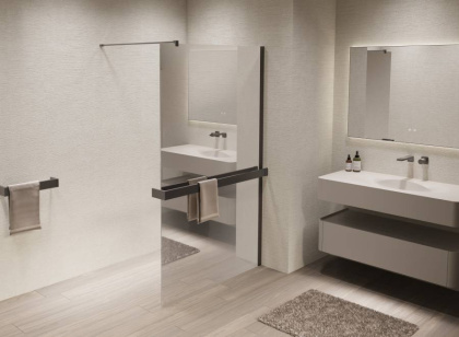 Душевая перегородка Walk-In VSW-1HR100MRGM, 1000*2000, вороненая сталь, стекло зеркальное