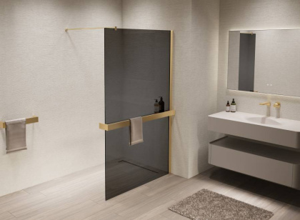 Душевая перегородка Walk-In VSW-1HR120CGG, 1200*2000, брашированное золото, стекло тонированное