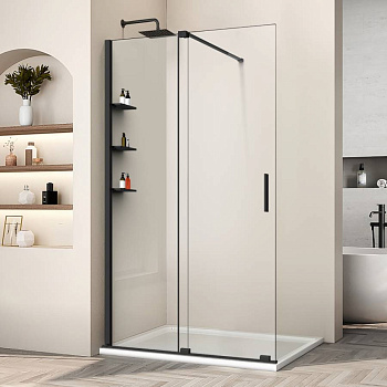 Душевая перегородка Walk-In VSW-1WSL120CLB, 1200*2000, черный матовый, стекло прозрачное