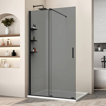 Душевая перегородка Walk-In VSW-1WSL120CGB, 1200*2000, черный матовый, стекло тонированное