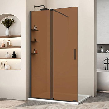 Душевая перегородка Walk-In VSW-1WSL120GSB, 1200*2000, черный матовый, стекло янтарь