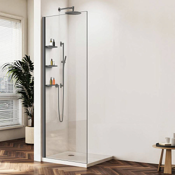 Душевая перегородка Walk-In VSW-1HWS120CLGM, 1200*2000, вороненая сталь, стекло прозрачное