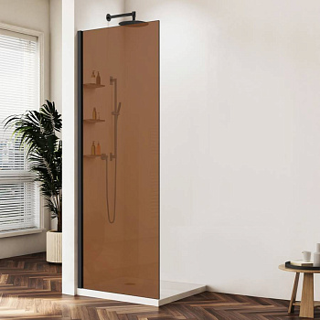 Душевая перегородка Walk-In VSW-1HWS900GSB, 900*2000, черный матовый, стекло янтарь