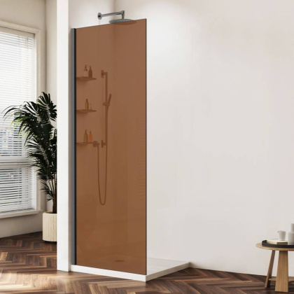 Душевая перегородка Walk-In VSW-1HWS900GSGM, 900*2000, вороненая сталь, стекло янтарь