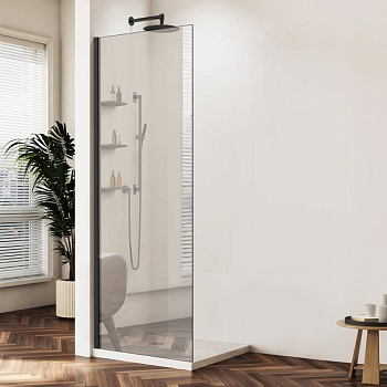 Душевая перегородка Walk-In VSW-1HWS100MRB, 1000*2000, черный, стекло зеркальное
