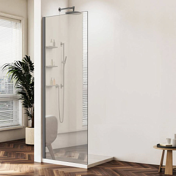 Душевая перегородка Walk-In VSW-1HWS100MRGM, 1000*2000, вороненая сталь, стекло зеркальное