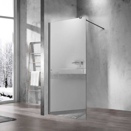 Душевая перегородка Walk-In VSW-1H100MRGM, 1000*2000, вороненая сталь, стекло зеркальное
