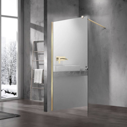Душевая перегородка Walk-In VSW-1H100MRG, 1000*2000, брашированное золото, стекло зеркальное
