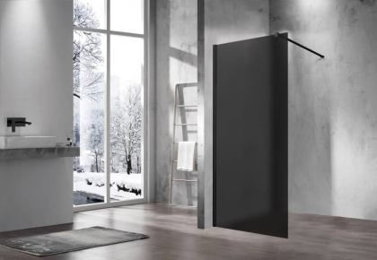 Душевая перегородка Walk-In VSW-1H100GFB, 1000*2000, черный матовый, стекло матовое тонированное