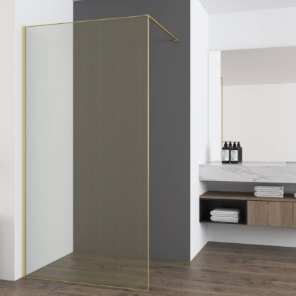 Душевая перегородка Walk-In VSW-7HS100GWG, 1000*2000, браш.золото, стекло ламинир. с золотыми нитями