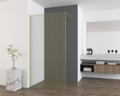 Душевая перегородка Walk-In VSW-7HS100GWG, 1000*2000, браш.золото, стекло ламинир. с золотыми нитями