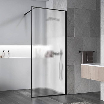 Душевая перегородка Walk-In VSW-1HP120FLB, 1200*2000, черный, стекло рифленое