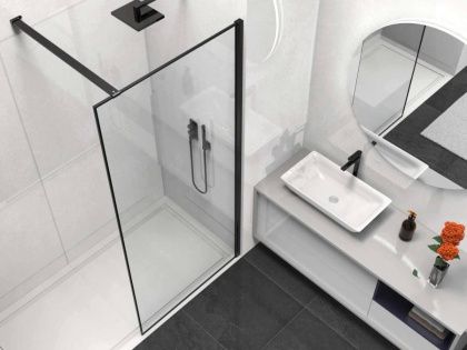 Душевая перегородка Walk-In VSW-1HS900CLB, 900*2000, черный матовый, стекло прозрачное