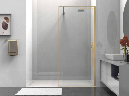Душевая перегородка Walk-In VSW-1HS900CLG, 900*2000, брашированное золото, стекло прозрачное