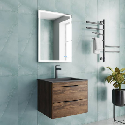 База под раковину Chiara 2D 600 подвесная, 2 выкатных ящика soft-close, C.Oak