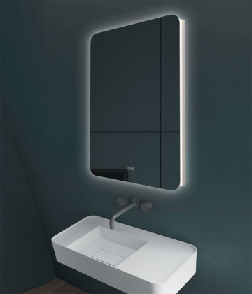 Зеркало LED VLM-3BE500-2 500х700 c сенсорным выключателем и диммером, антизапотевание