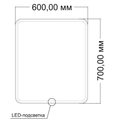 Зеркало LED VLM-3VC6007-2 600х700 c сенсорным выключателем и диммером, антизапотевание