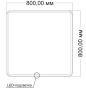 Зеркало LED VLM-3VC8008-2 800х800 c сенсорным выключателем и диммером, антизапотевание
