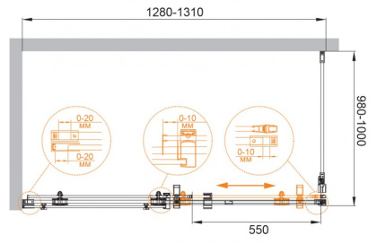 STYLUS-O-M-AH-1-160/80-C-Cr Душевой уголок