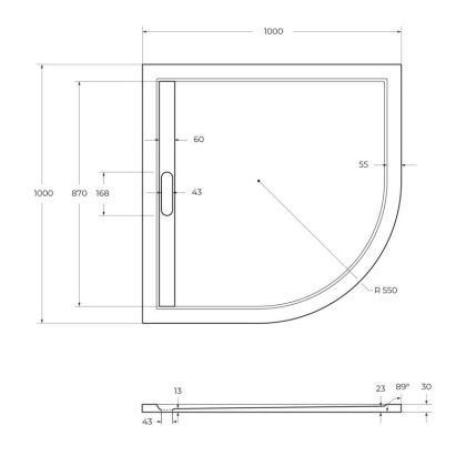 Экран для поддона из искусственного мрамора CEZARES TRAY-AS-R-100-100-SCR