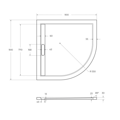 Экран для поддона из искусственного мрамора CEZARES TRAY-AS-R-90-100-SCR-NERO