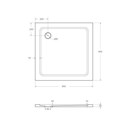 Передняя панель SMC поддона CEZARES TRAY-M-A-90-SCR