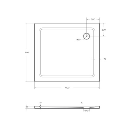 Передняя панель SMC поддона CEZARES TRAY-M-AH-90/80-SCR