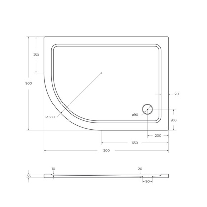 Поддон SMC CEZARES TRAY-M-RH-120/90-550-35-W-L