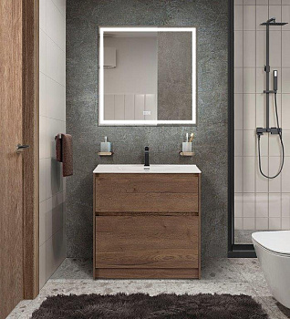Тумба с раковиной напольная BelBagno KRAFT 39 80 Rovere Tabacco, раковина белая
