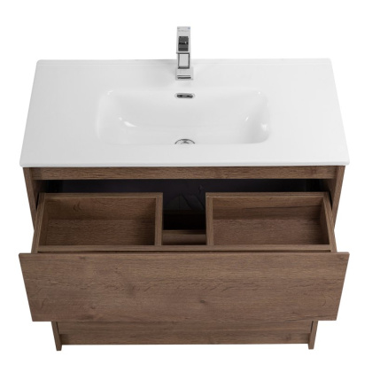 Тумба с раковиной напольная BelBagno KRAFT 39 80 Rovere Tabacco, раковина белая