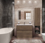 Тумба со стеклянной матовой раковиной напольная BelBagno KRAFT 100 Rovere Tabacco, раковина белая