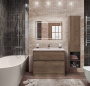 Тумба со стеклянной матовой раковиной напольная BelBagno KRAFT 80 Rovere Tabacco, раковина белая