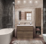 Тумба со стеклянной матовой раковиной напольная BelBagno KRAFT 80 Rovere Tabacco, раковина белая