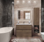 Тумба со стеклянной матовой раковиной напольная BelBagno KRAFT 80 Rovere Tabacco, раковина белая