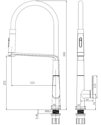Смеситель для кухни Vincea VKF-118GM, вороненая сталь